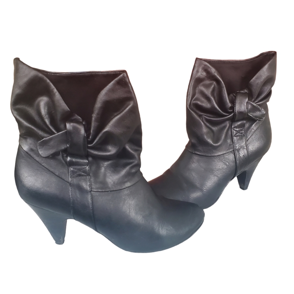 Cute black booties with bow detail